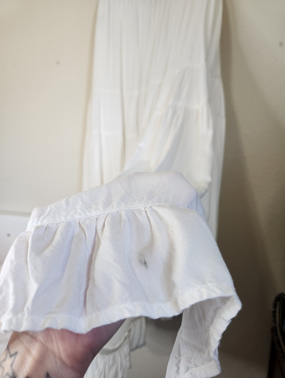 American Eagle Tiered Ruffle Maxi Skirt Womens Sz Large White Boho Peasant - Picture 9 of 10